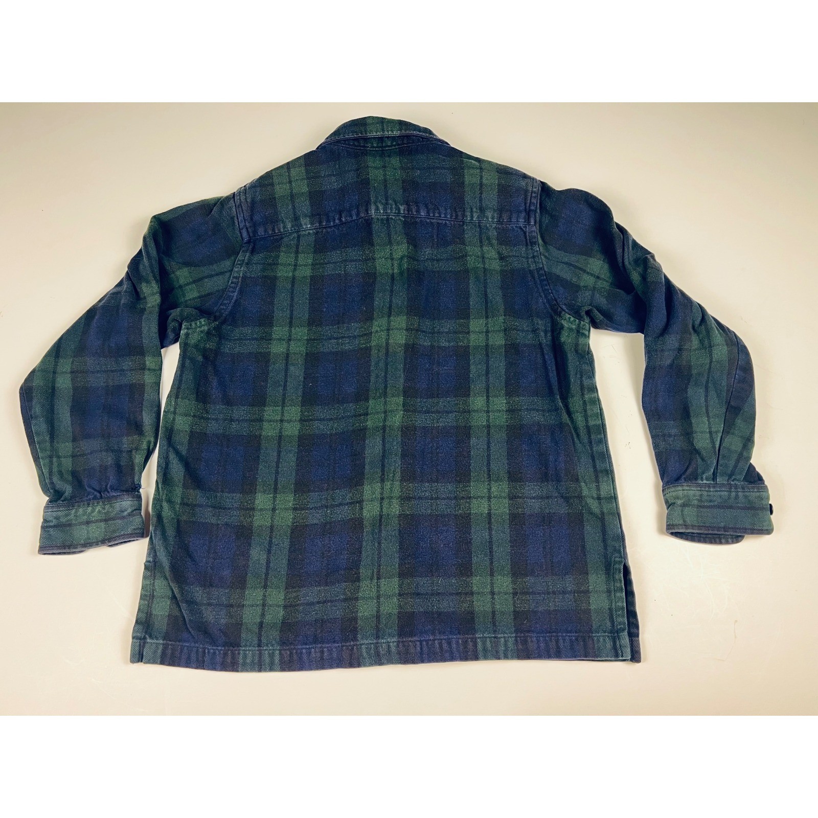 Lauren Ralph Lauren Mens Medium Flannel Shirt Jacket Full Zip Plaid Blue Green thumbnail 7