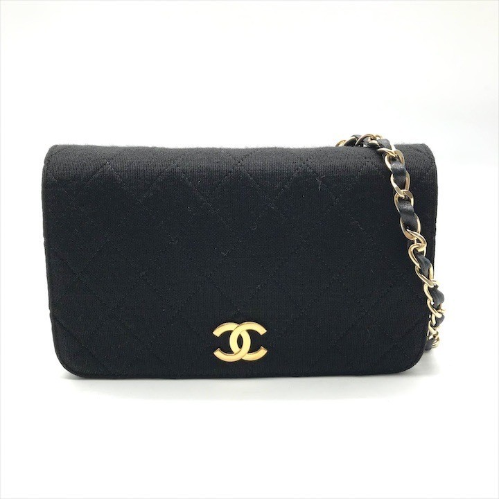 Chanel Coco Mark Matelass Cotton Jersey Push Lock Chain Shoulder Bag Excellent Condition