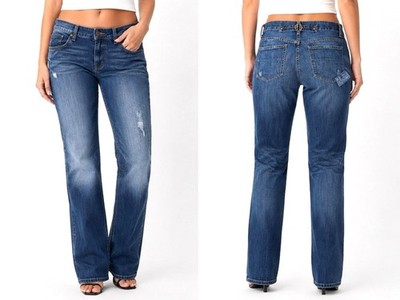 Gap 1969 Easy Straight Jeans Distressed Patchwork Medium Wash Y2K 28/6 Grunge
