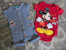 Disney Baby Mickey Mouse Outfit Red 0-3 & 3-6 Month *Lot 2* Gift Baby Shower 