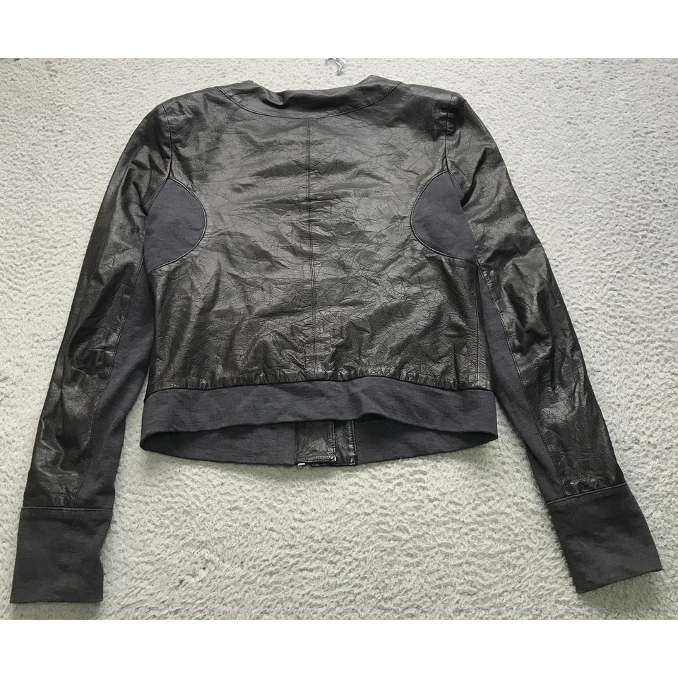 Chaqueta de moto de cuero de cordero negra ALC para mujer pequeña 6 manga larga cremallera negra LR146 Foto 4 de 4