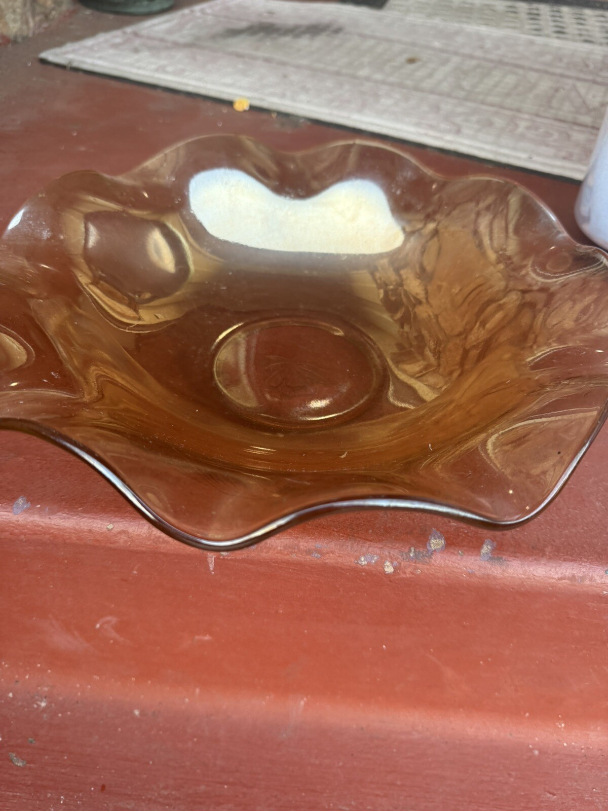 Vintage Carnival Glass Large Fluted Iridescent Bowl