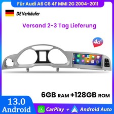 Autoradio 6+128GB Carplay Android 13 8.8" GPS per Audi A6 C6 4F MMI 2G 2004-2011