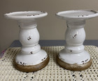 Candle Holders Lot Of 2 Ivory and Brown Ceramic NWOB