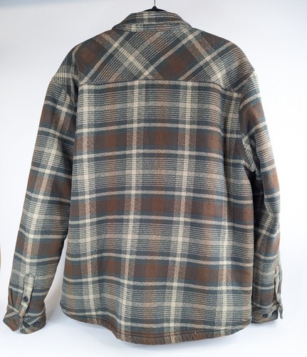 O’Neill Sherpa Lined Flannel Jacket XL Brown Plaid Fleece Shirt Shacket Heavywei - Picture 5 of 9