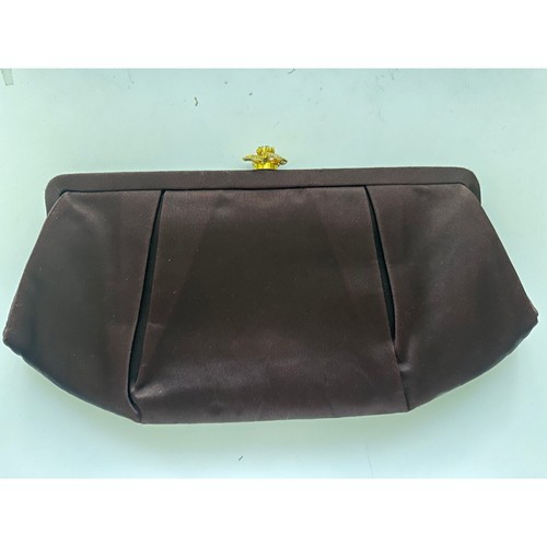 Ungar Magid SPAIN Purse clutch Brown Gold Formal Dinner Party Matte Satin EUC - Picture 10 of 13