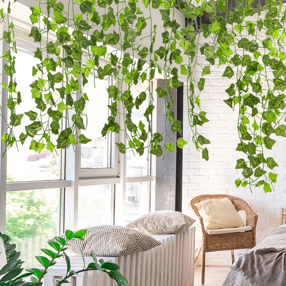 12 PCS Artificial Ivy Leaves Vines Foliage Garland DIY Faux Greenery  Decoration