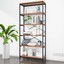 bookshelf, industrial 5 shelf bookcase metal and wooden bookshelves, 5 tier