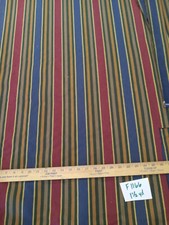 Burgundy Blue Stripe Print Upholstery Fabric Remnant 1 Yard F1166