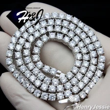 18"-30"MEN SOLID 925 STERLING SILVER 4MM ICY BLING CZ 1 ROW TENNIS NECKLACE*SN10