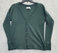 Abercrombie  Fitch Soft  Cozy Waffle Knit Cardigan Sweater Womens M Green
