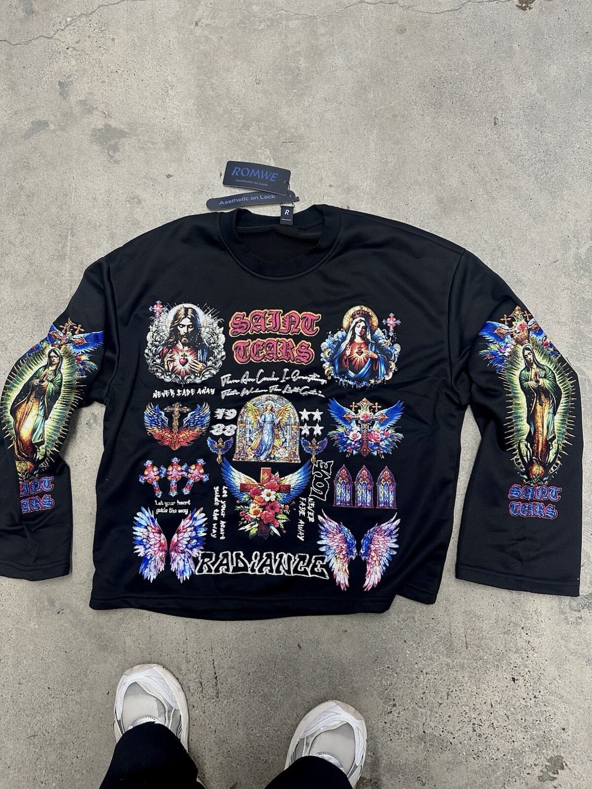 Our Lady Of Guadalupe Virgin Mary Long Sleeve Tshirt Vintage Style Graphic