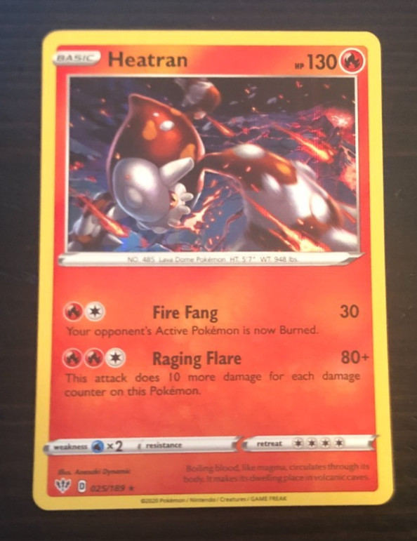 Pokemon Trading Card HEATRAN Holo Darkness Ablaze #025/189