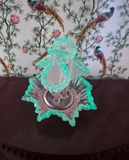 1:12 Miniature Fenton Hobnail Epergne 4 Horn UV Reactive Glow with Crest