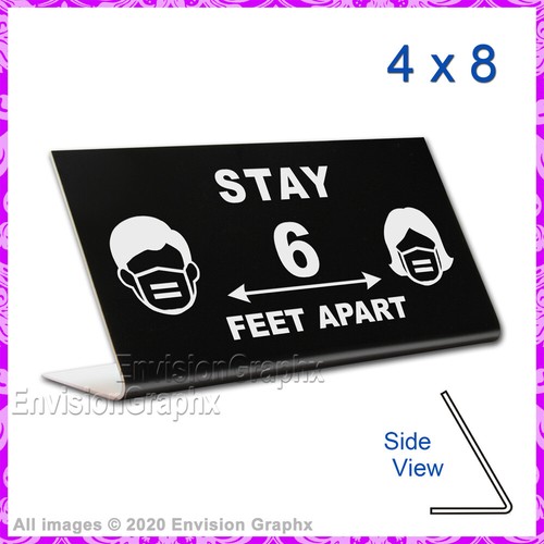 4x8 Engraved Plastic Professional Office Desk Sign PLEASE STAY 6 FEET APART - Picture 5 of 6