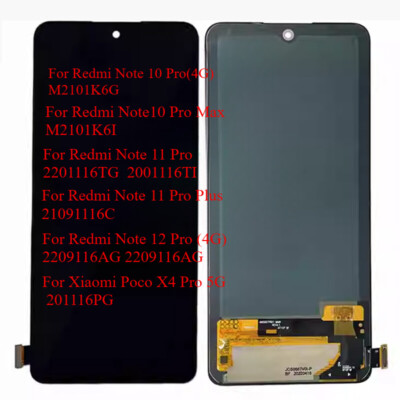OLED Display+Touch Screen For Xiaomi Poco X4 pro 5G Redmi Note 10 11 12 Pro+ 4G