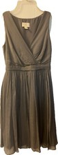 J. Crew Silk Small Gray V-Neck Tiered Sleeveless Dress