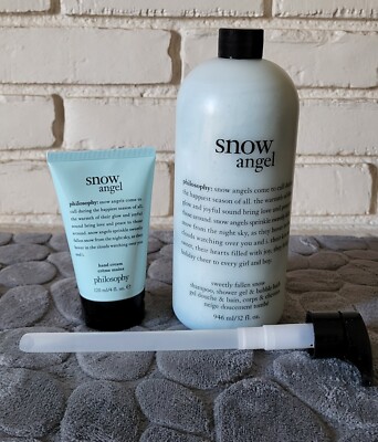 PHILOSOPHY SNOW ANGEL Shower Gel Shampoo Bubble Bath Pump 32oz/Hand Cream 4oz