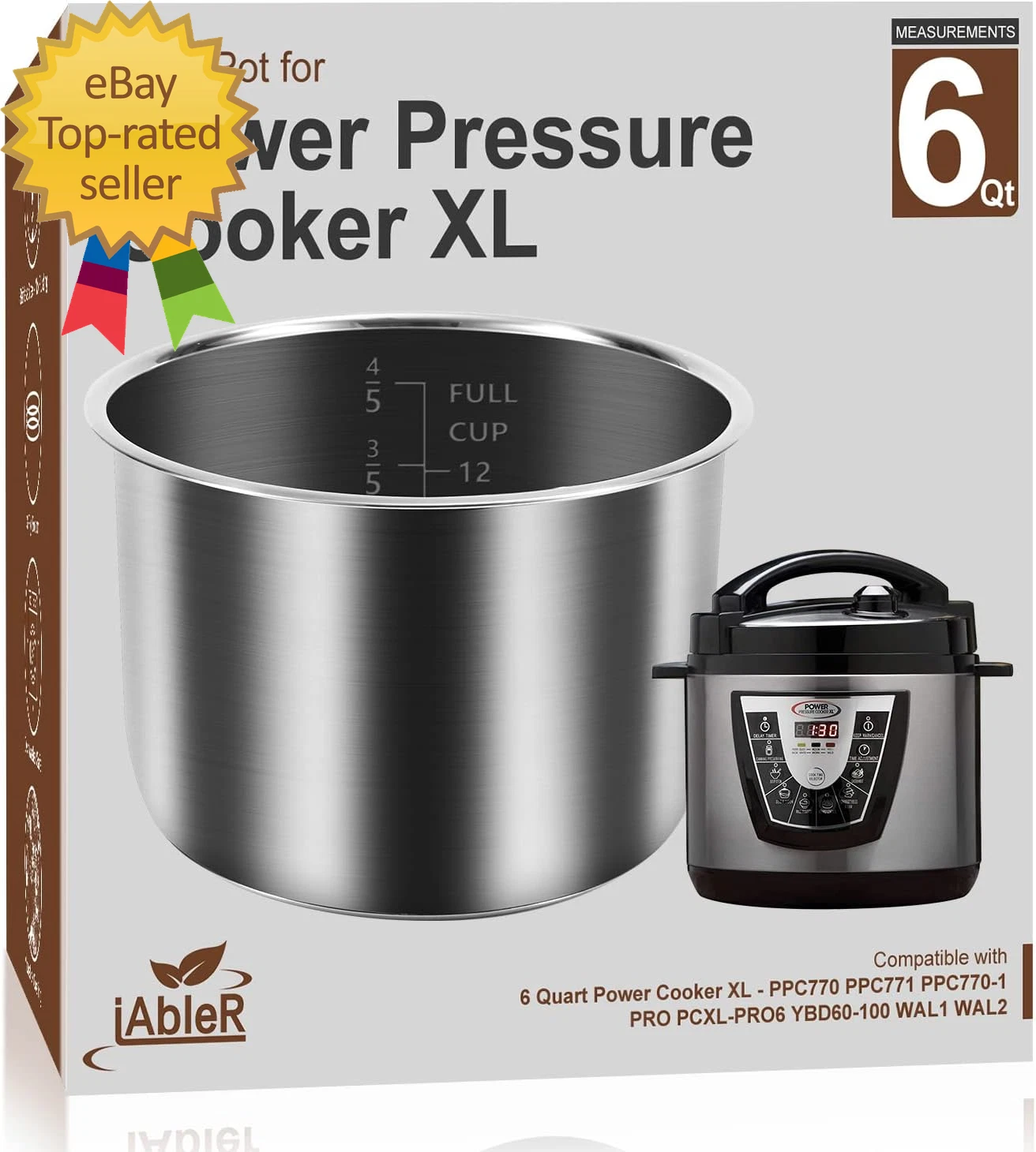 Genuine 6Qt Power Cooker XL Replacement Inner Pot Compatible with 6 Quart Power