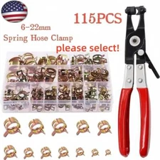 115X Hose Spring Clamps 6-22mm Fastener Fuel Water Line Pipe Air Tube Clips Kit