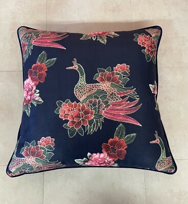 Dekokissen - Atemberaubendes Marine & Rosa Pfauen Design - Luxus FEDER gefüllt