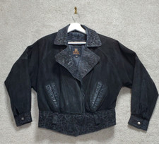 Vintage Byrnes  Baker Leather Jacket Womens Small Black Lined Suede Moto Biker