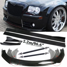 For Chrysler 300 Front Bumper Lip Spoiler Side Skirts Rear+Glossy+Black