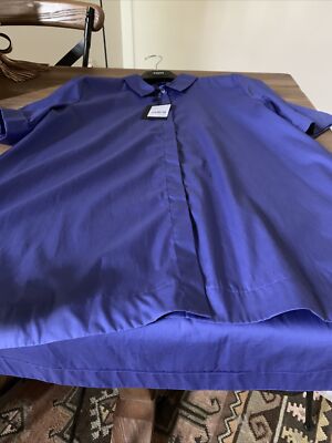 NWT Emme Marella Cotton Discord Classic Collar Blouse Shirt Purple Size 12  $125