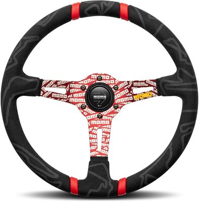 MOMO Ultra Steering Wheel Tuning 350mm Red Leather 90mm Laser engraved logo
