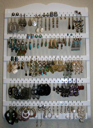 Jewelry Organizer Earring Holder Earrings Necklace Rack Wood Wall Mount USA - Picture 4 of 9