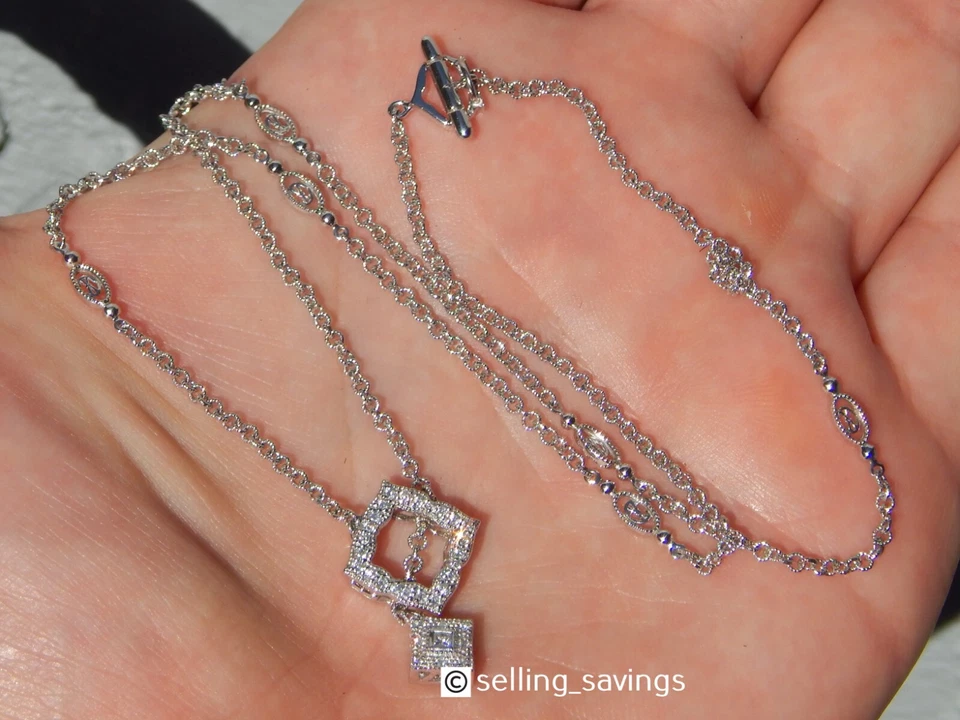 COLLAR ORO BLANCO 18K DIAMANTE CHARRIOL LLAMA BLANCO CUADRILÁTERO CIERRE PALANCA Foto 4 de 4