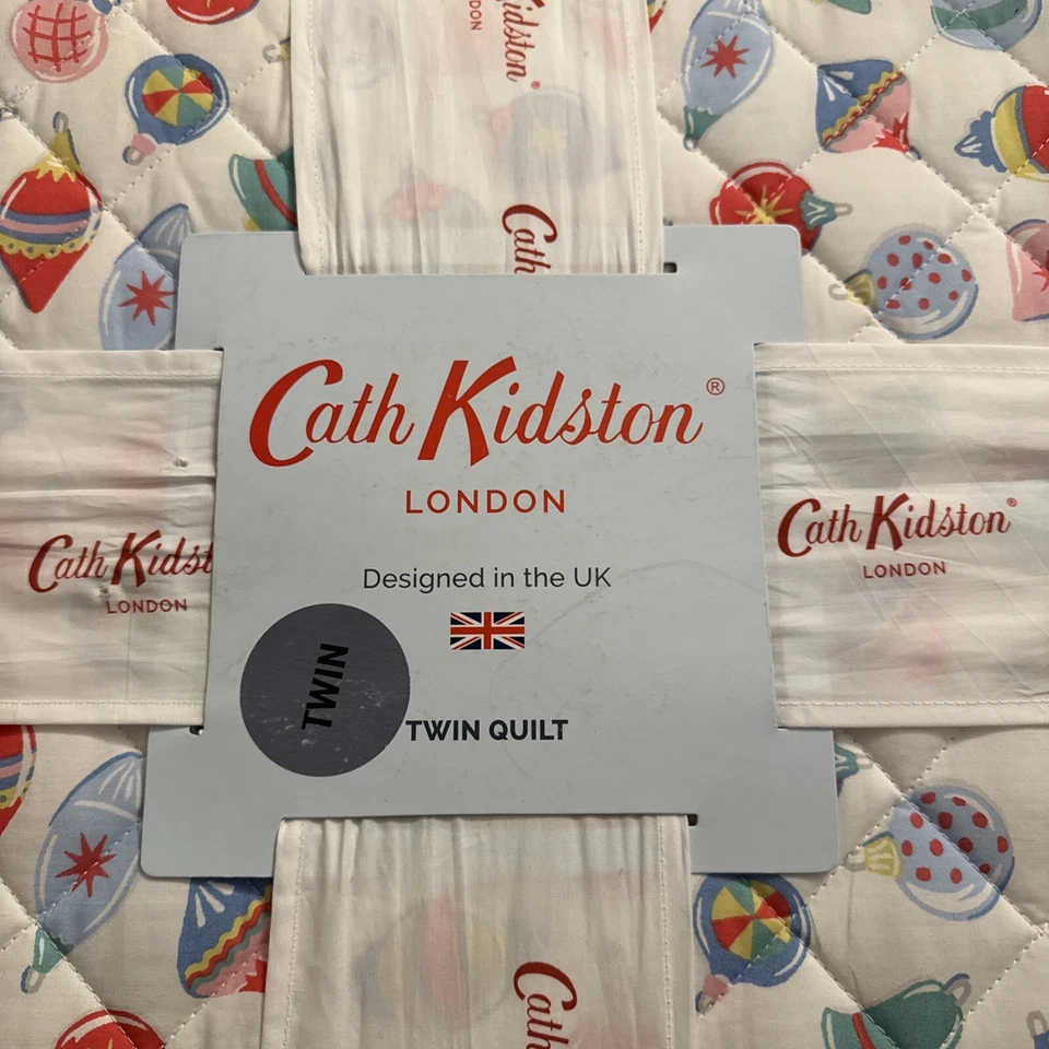 Edredón Cath Kidston London Twin Navidad Bolas Pastel Algodón Nuevo Foto 4 de 4