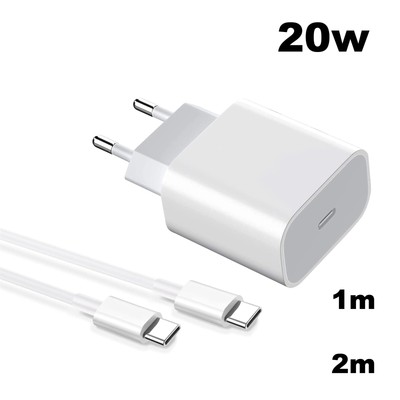 20W USB-C Schnellladegerät für  iPhone/iPad + USB-C / USB-Lighting  Kabel 1m-2m