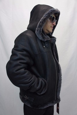 B3 Flight Men 100% Real Sheepskin Shearling Leather Aviator Bomber Jacket S-8XL