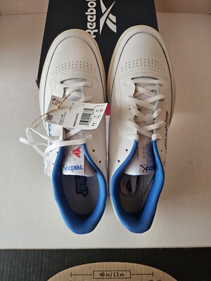 Size 11 - Reebok Club C 85 White, Chalk,  Kenetic Blue