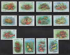 ST KITTS 1984 SC#'s 139-152 SEA LIFE FISH  16 Stamps MNH ref 12G