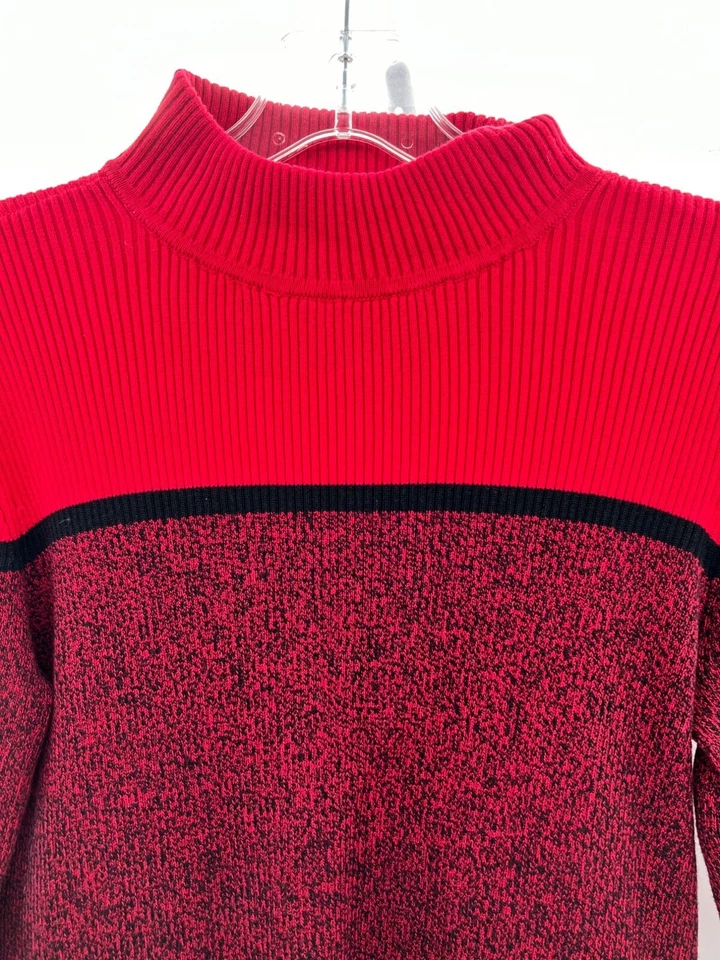 Karen Scott Women's Pullover Sweater Mock Neck Red/Black Size Medium - Image 2 of 4