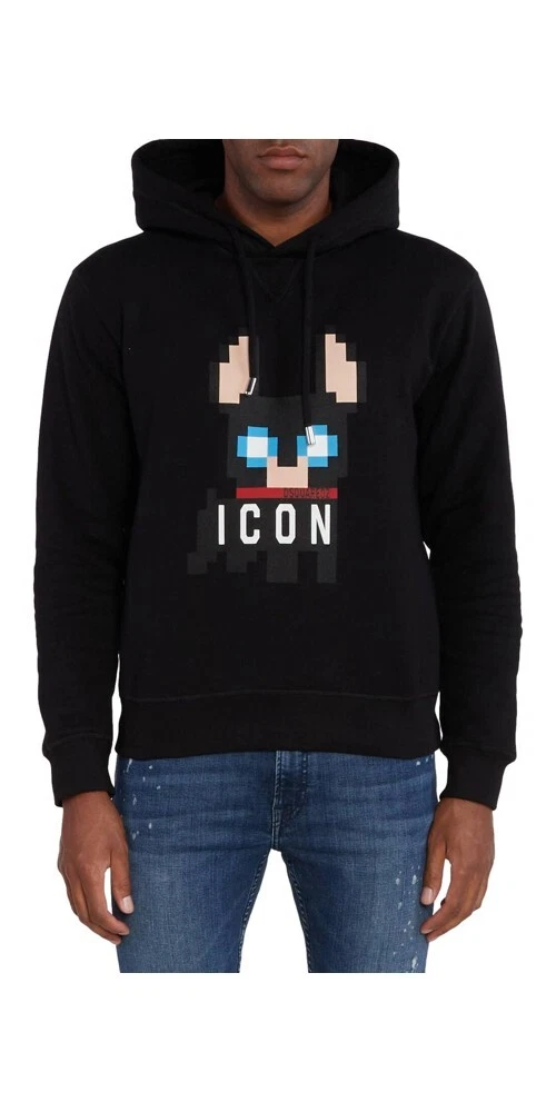 Felpa con cappuccio Dsquared2 Ciro’s Pixelated Charm Icon nera uomo