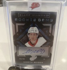 Moritz Seider RC #/99 Rookie Gems Pure Black AUTO 2021-22 UD Black Diamond RG-MS