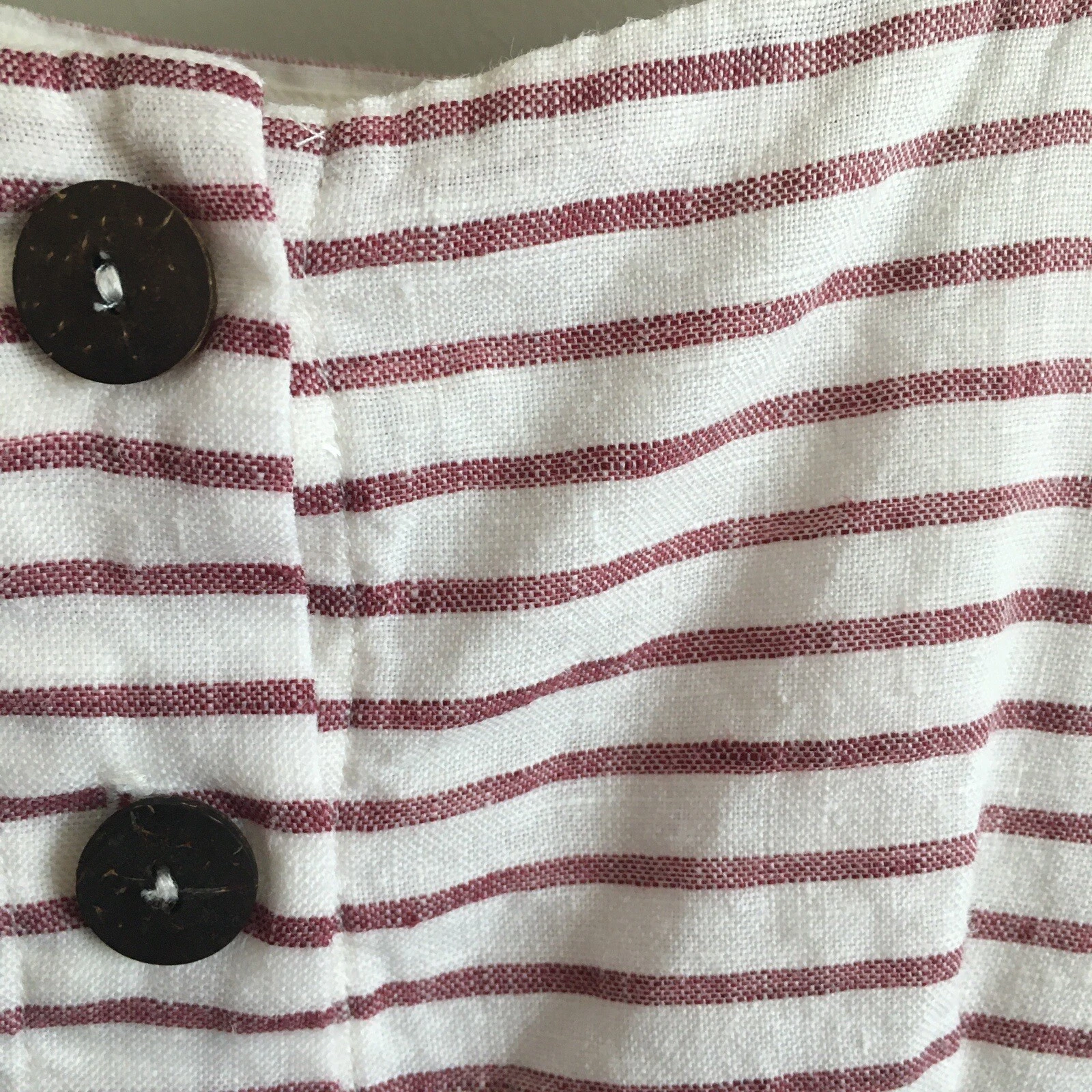 OFF WHITE Abito donna ARTISAN NY bianco sporco righe rosse taglia 8 100% lino maxi prendisole