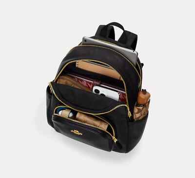 COACH Outlet Coat Backpack Blocked Signature Canvas Walnut/Tan
