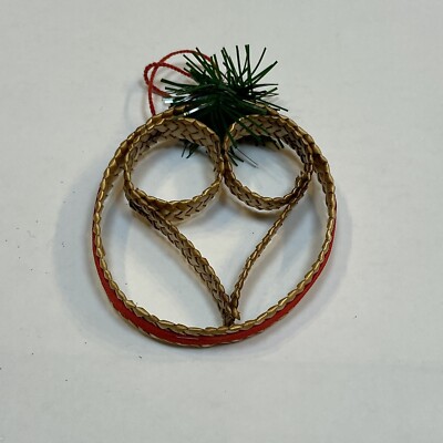 Straw Christmas Ornament Tree Holiday Basket Weave Heart Circle Bird Eye Vintage