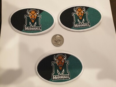 (3)Marshall University Thundering Herd  Embroidered Iron On Patches 3.5''X2.25