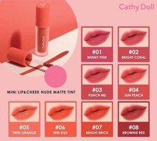 Cathy Doll Mini Lip Cheek Nude Matte Tint Fresh Dewy Look 2.1 g.