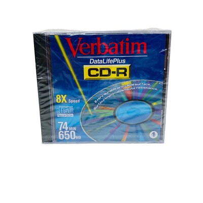 Verbatim Data Life Plus CD-R 74 Min/650 MB Recordable Discs 5 pack Sealed