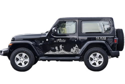 Pegatina gráfica de escalador de montaña para Jeep Wrangler 2 puertas calcomanías laterales todo terreno - Imagen 6 de 7