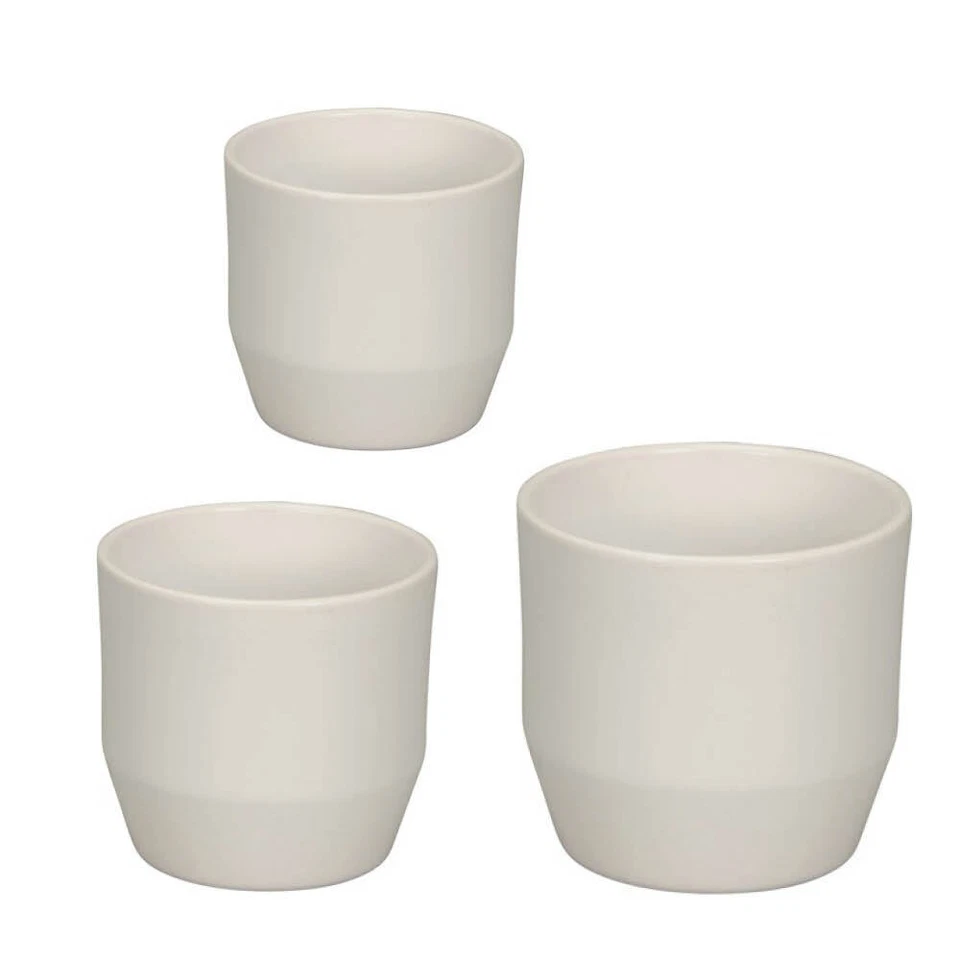 Blumenübertopf Keramik Blumentopf 2er Set Pflanztopf Übertopf weiß Ø12cm - 16cm - Bild 1 von 1