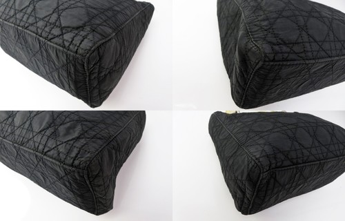 Auténtico Bolso de Mano CHRISTIAN DIOR Negro Acolchado Nylon Dama Dior Cartera #58765 - Imagen 7 de 14