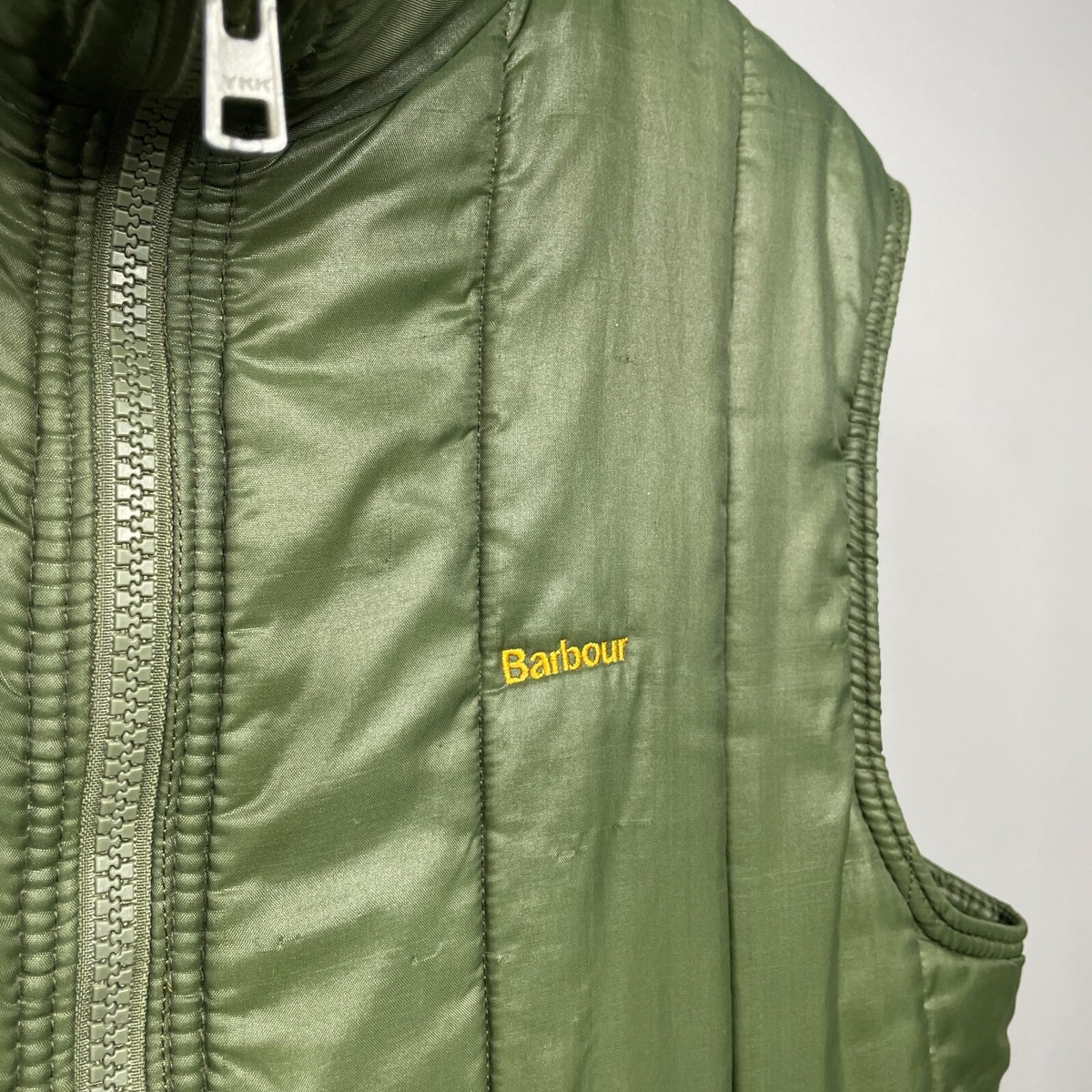 Barbour Vintage 80s Men's Green Nylon Gilet Vest – Size XL – Made