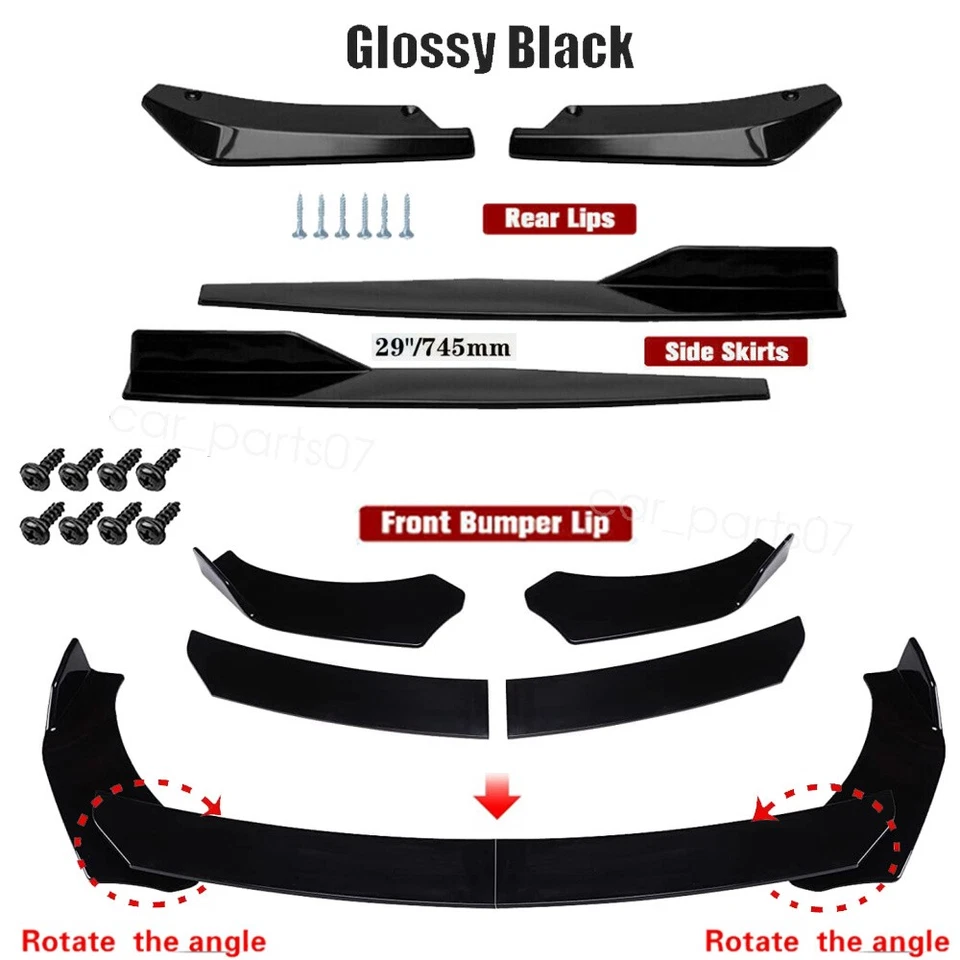 For Kia Forte Koup 2010-2017 Black Front Bumper Lip Spoiler+Side Skirt+Rear Lip Foto 3 de 4